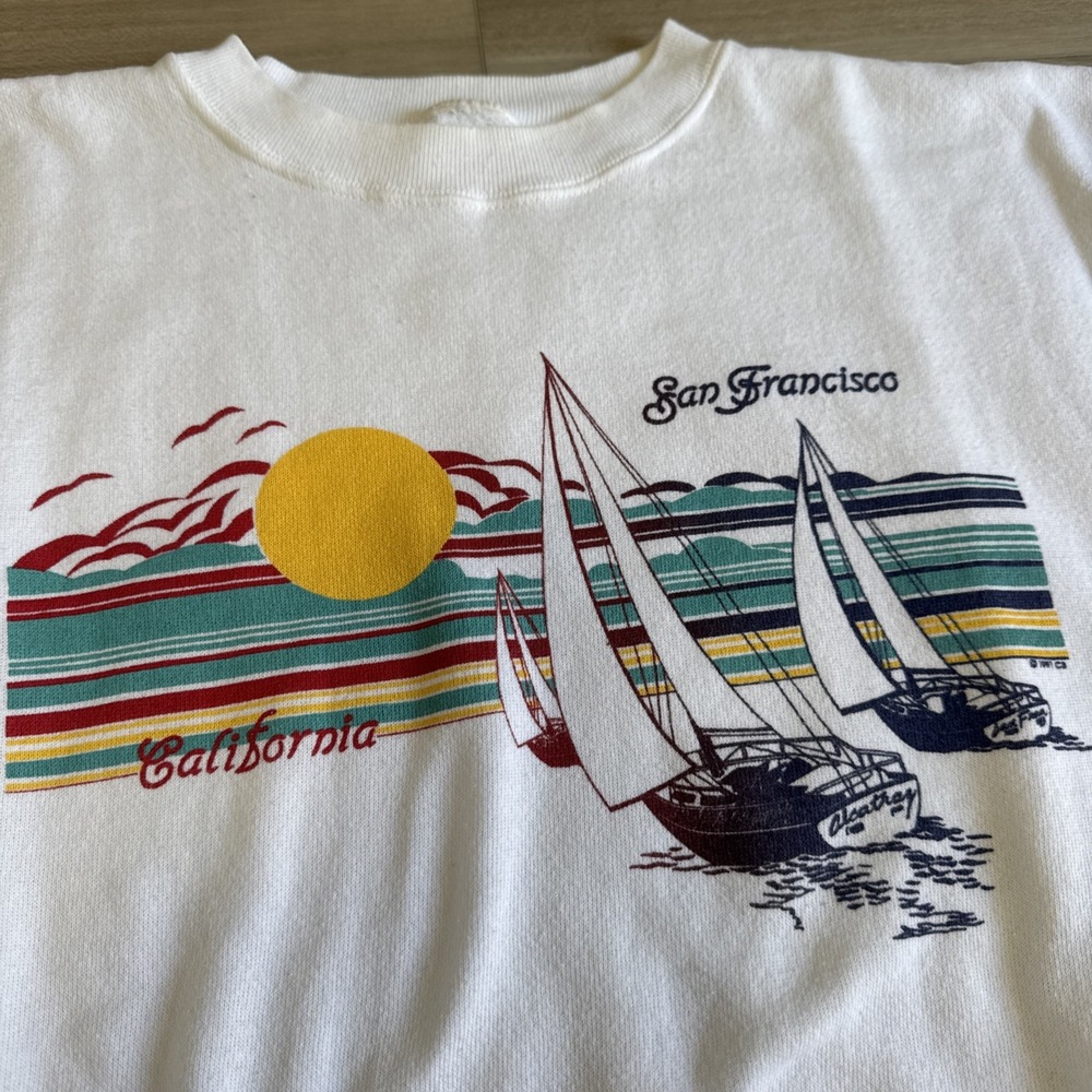 Vintage San Francisco Cali Sweatshirt Size M/L Sailing Nautical 90s Crewneck - Picture 2 of 8